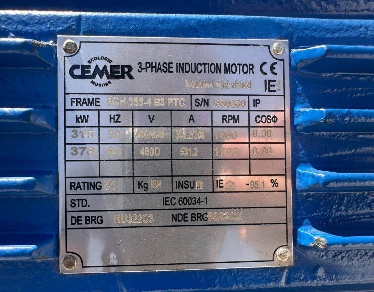 - CEMER 315KW**NOUVEAU** MOTEUR ÉLECTRIQUE