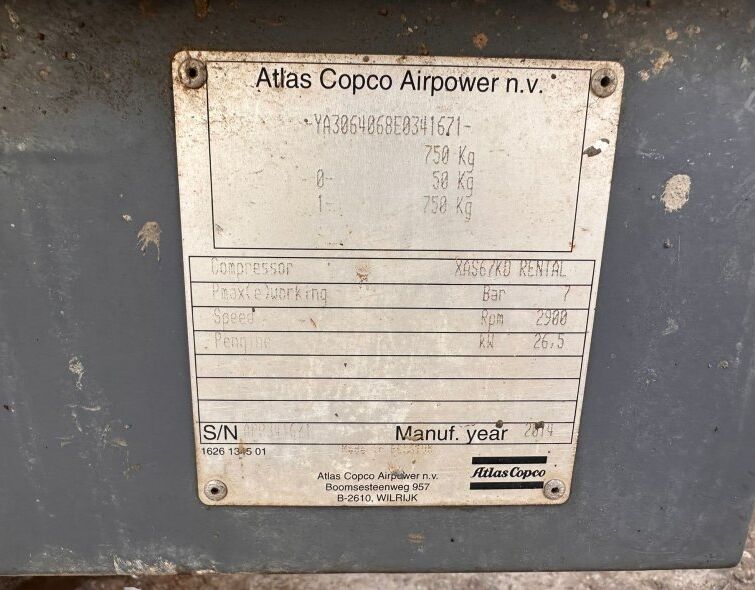 ATLAS COPCO  XAS67***COMPRESSOR***