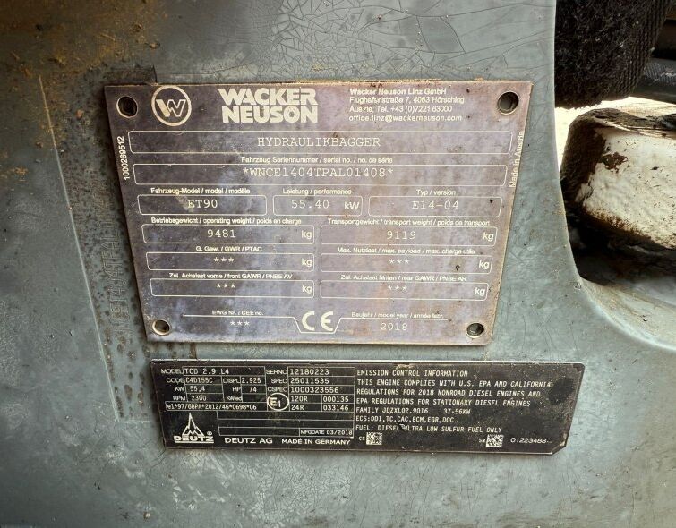 WACKER NEUSON ET 90 ***FULL EQUIP***