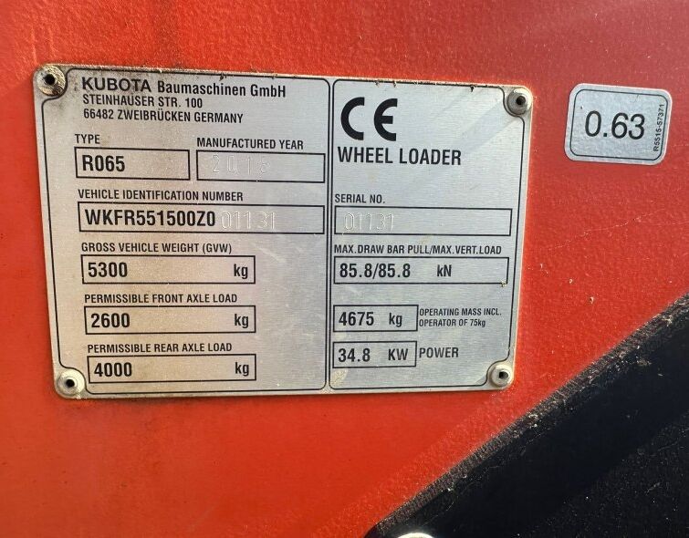 KUBOTA R065***LOADER WHEEL**