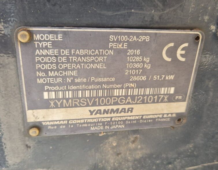 YANMAR  SV100 2A-2PB *** FULL EQUIP***